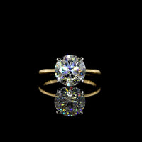 14K Two Tone Gold Round Brilliant Cut Lab Diamond Solitaire Ring - IGI Certified 3.50 Carat E-F VVS2 - Covaloro Fine Jewelry