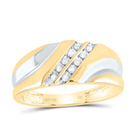 14K Two-Tone Gold Round Diamond Bridal Ring - 1/8 Carat Total Diamond Weight