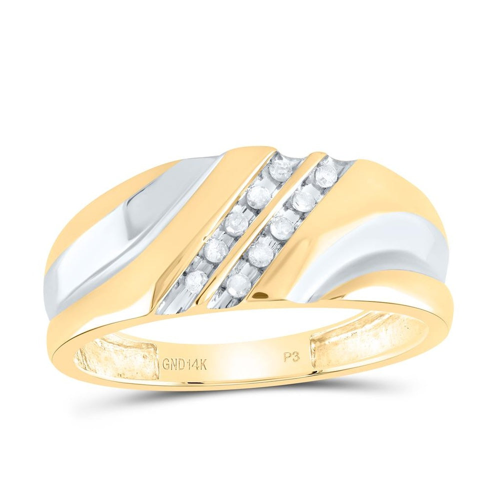 14K Two-Tone Gold Round Diamond Bridal Ring - 1/8 Carat Total Diamond Weight