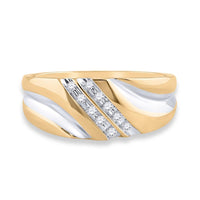 14K Two-Tone Gold Round Diamond Bridal Ring - 1/8 Carat Total Diamond Weight