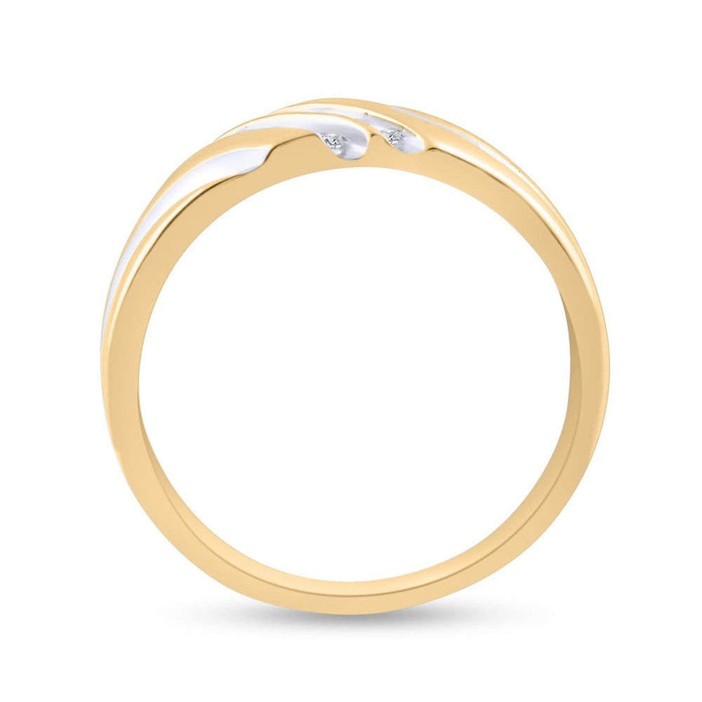 14K Two-Tone Gold Round Diamond Bridal Ring - 1/8 Carat Total Diamond Weight