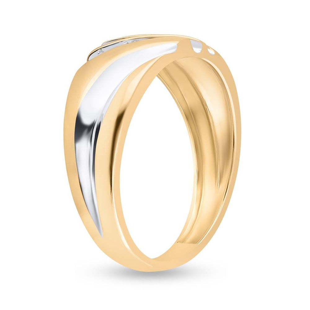 14K Two-Tone Gold Round Diamond Bridal Ring - 1/8 Carat Total Diamond Weight