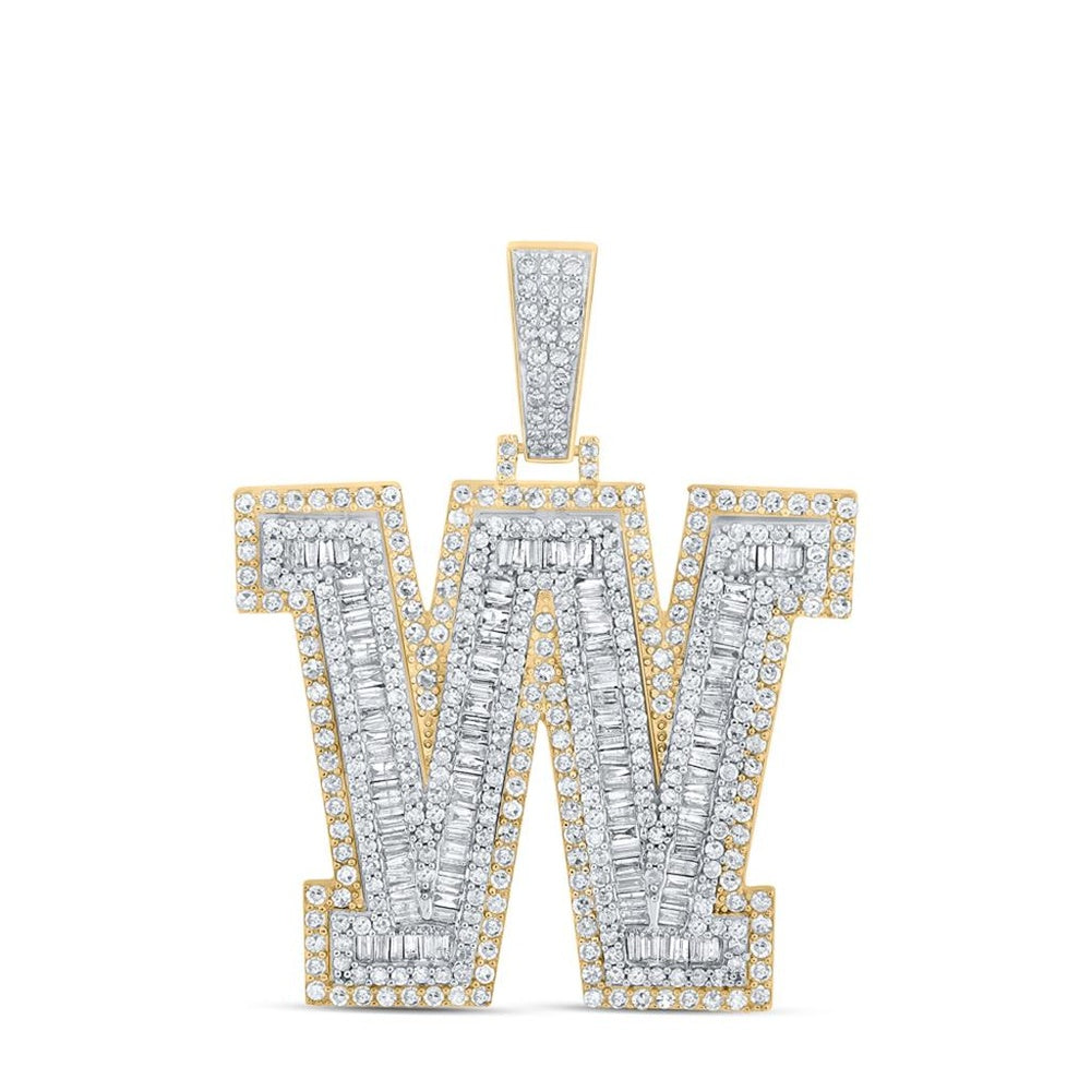 14K Two-Tone Gold Round Diamond Pendant - 3 Carat Total Diamond Weight