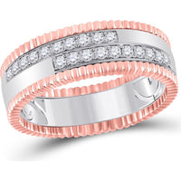 14K Two-Tone Gold Round Diamond Solitaire Matching Wedding Ring Set - 1.45 Carat Total Diamond Weight