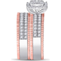 14K Two-Tone Gold Round Diamond Solitaire Matching Wedding Ring Set - 1.45 Carat Total Diamond Weight