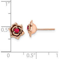 14K Two-Tone Gold Ruby Flower Post Earrings - 0.09 Carat Total Ruby Weight by Oro Pregiato