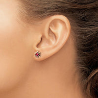 14K Two-Tone Gold Ruby Flower Post Earrings - 0.09 Carat Total Ruby Weight by Oro Pregiato
