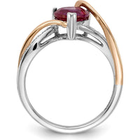 14K Two-Tone Gold Ruby Heart Ring with Round Diamonds - 1.56 Carat Ruby, 0.02 Carat Total Diamond Weight by 0