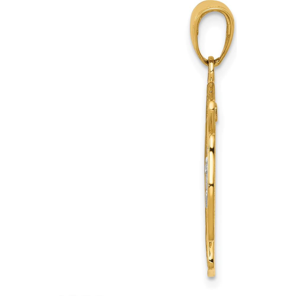 14K Two-Tone Gold Saint Florian Medal Pendant with Satin and Polished Finish by Oro Pregiato