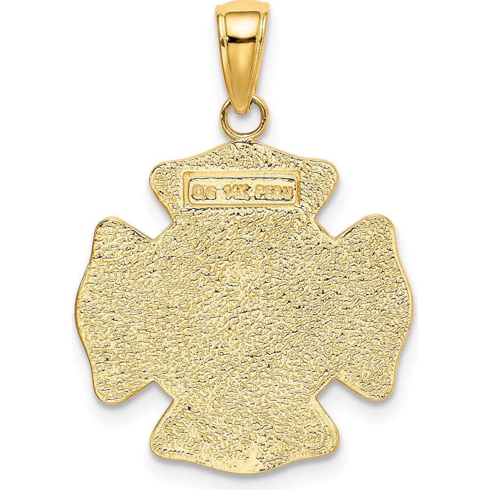 14K Two-Tone Gold Saint Florian Medal Pendant with Satin and Polished Finish by Oro Pregiato
