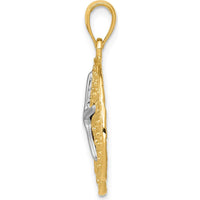 14K Two-Tone Gold Sand Dollar Starfish Pendant - Polished Finish 28mm Length by Oro Pregiato