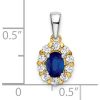14K Two-Tone Gold Sapphire and Diamond Halo Pendant - 0.5 Carat Sapphire and 0.35 Carat Diamond Total Weight by Lumare Gioia