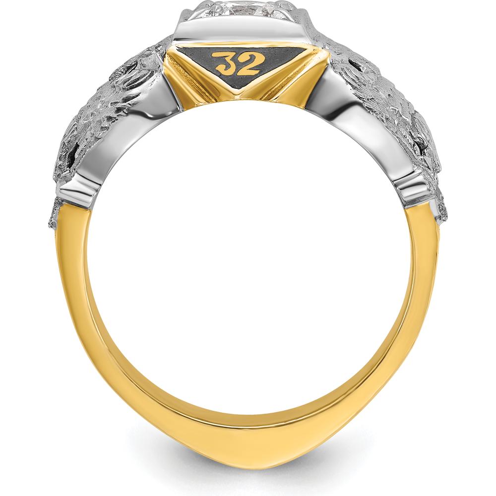 14K Two-Tone Gold Scottish Rite Masonic Ring with Polished and Textured Design by IBGoodman