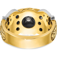 14K Two-Tone Gold Scottish Rite Masonic Ring with Polished and Textured Design by IBGoodman