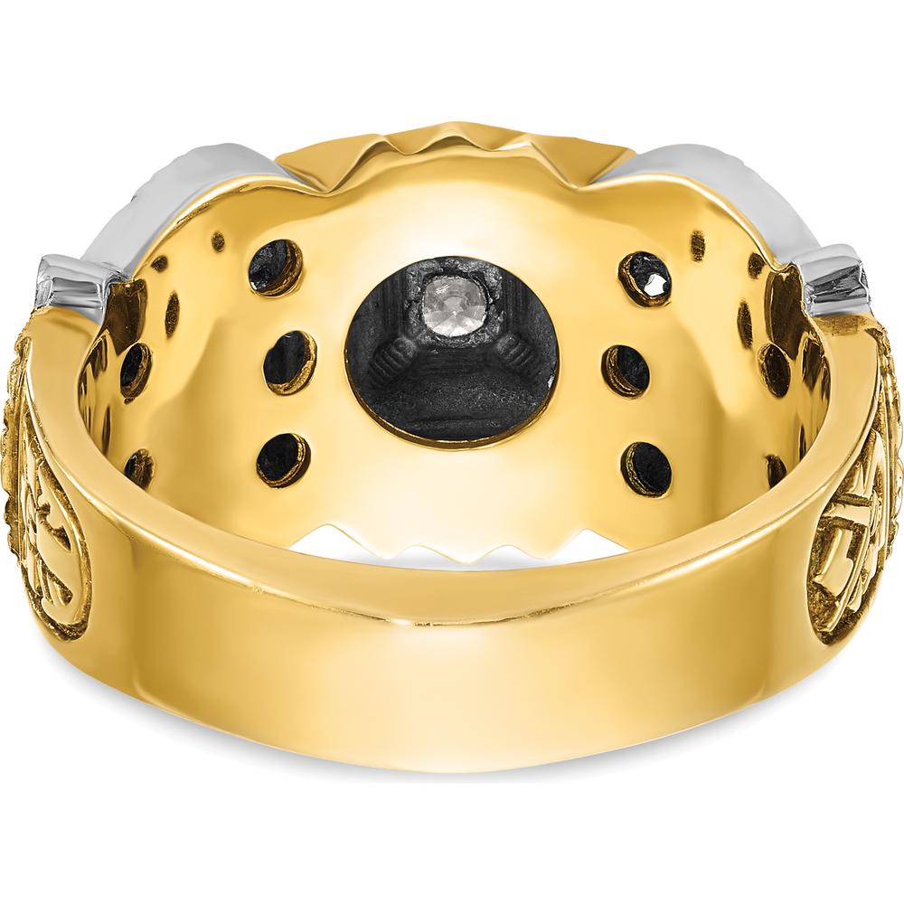 14K Two-Tone Gold Scottish Rite Masonic Ring with Polished and Textured Design by IBGoodman