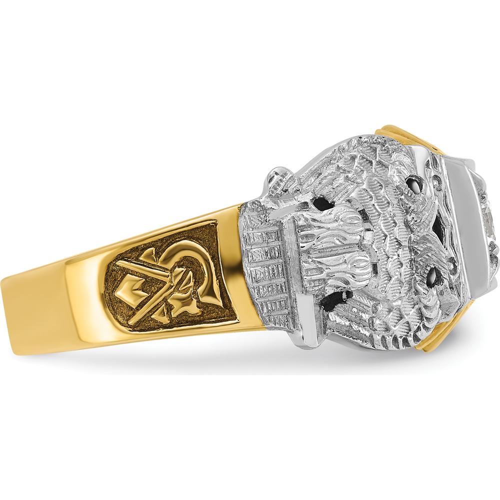 14K Two-Tone Gold Scottish Rite Masonic Ring with Polished and Textured Design by IBGoodman