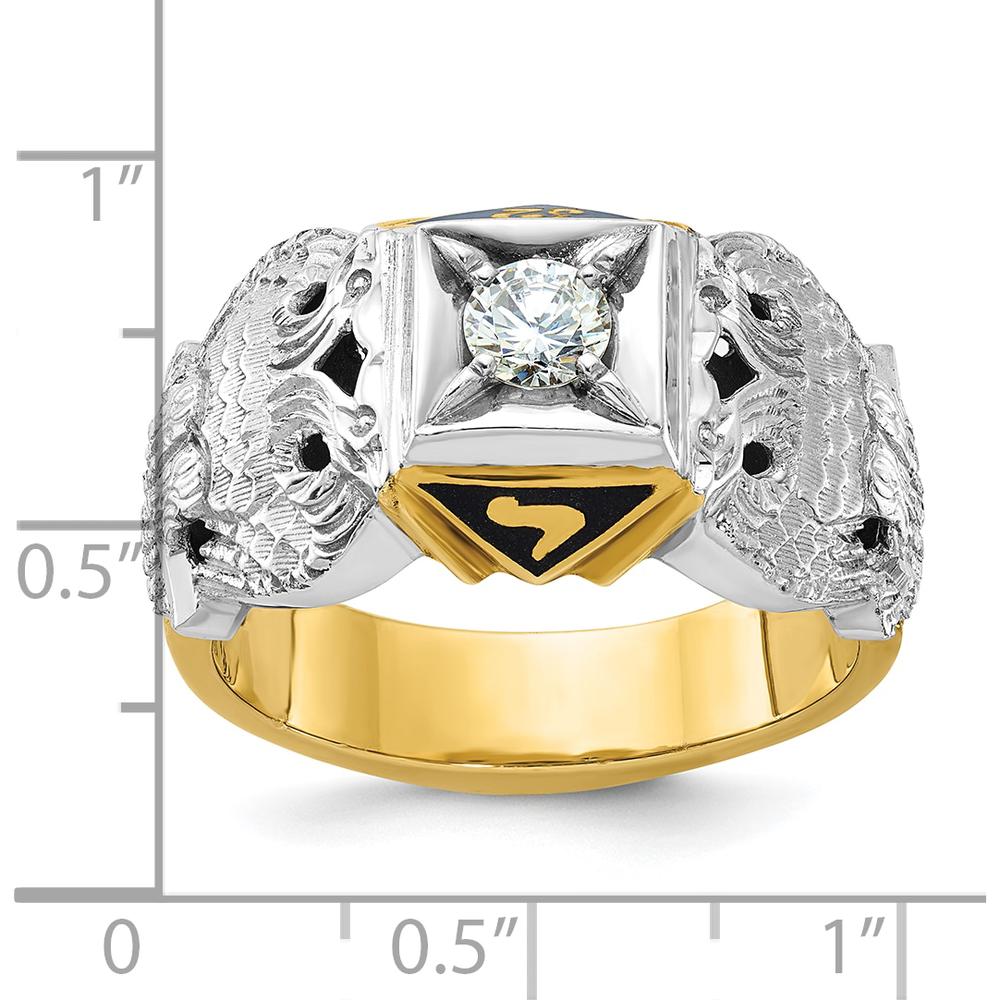 14K Two-Tone Gold Scottish Rite Masonic Ring with Polished and Textured Design by IBGoodman