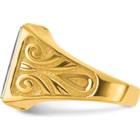 14K Two-Tone Gold Signet Ring with Brushed and Polished Finish - Engravable Square Design by IBGoodman