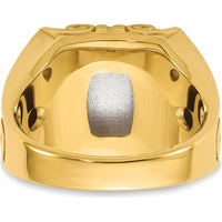 14K Two-Tone Gold Signet Ring with Brushed and Polished Finish - Engravable Square Design by IBGoodman