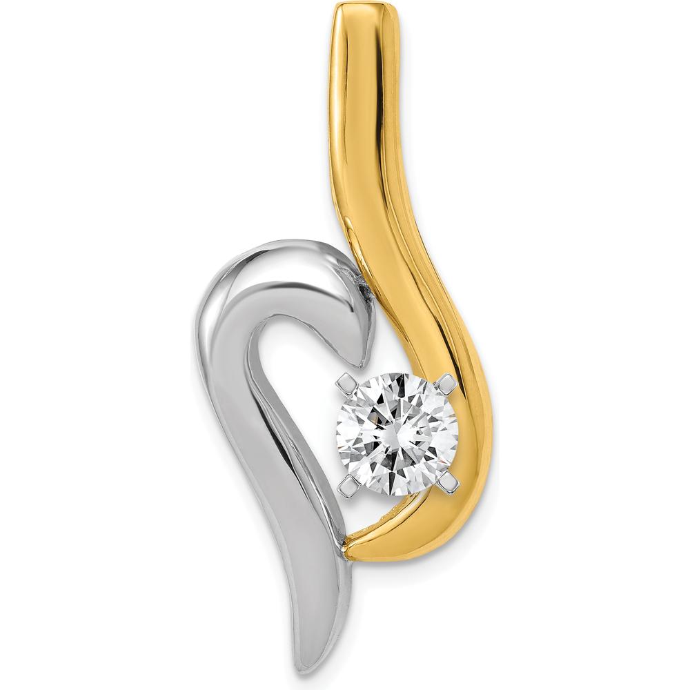 14K Two-Tone Gold Slide Pendant Mounting for 6mm Omega - Peg-Set Head, Polished Finish, 35mm Length by Oro Pregiato
