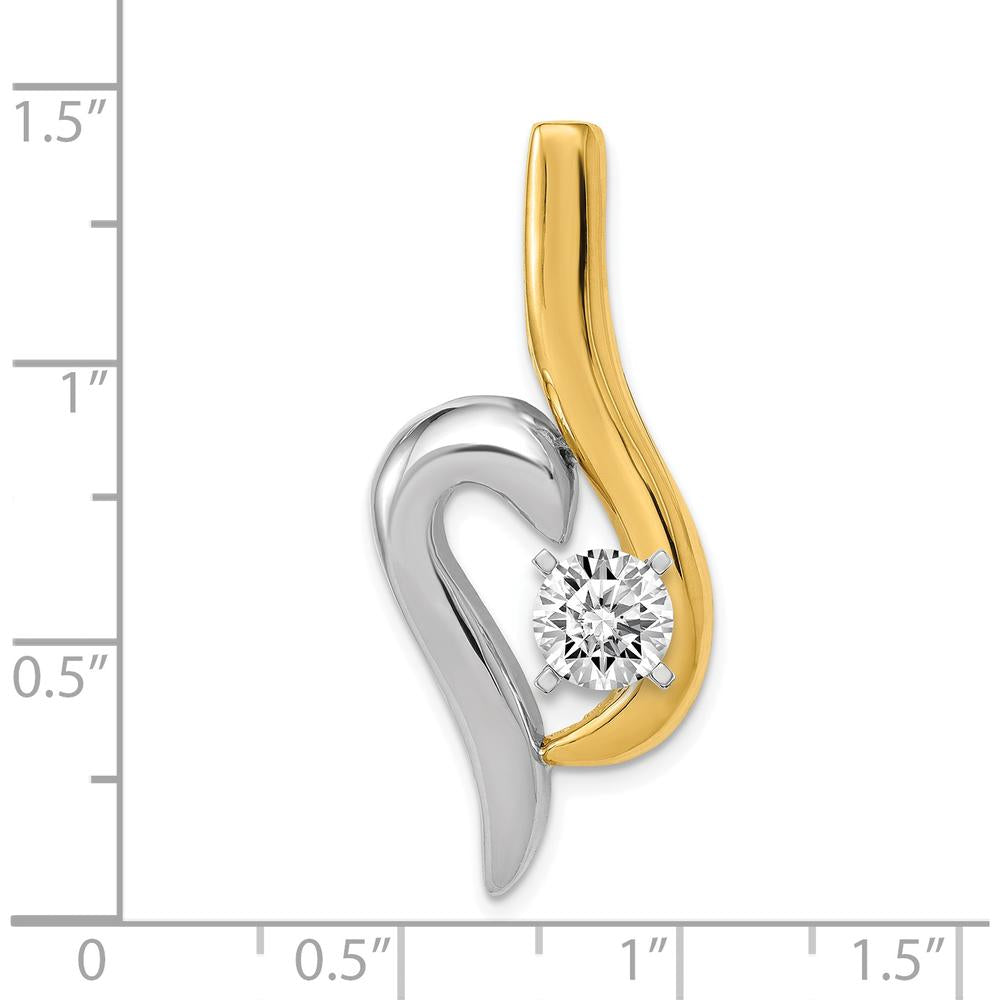 14K Two-Tone Gold Slide Pendant Mounting for 6mm Omega - Peg-Set Head, Polished Finish, 35mm Length by Oro Pregiato
