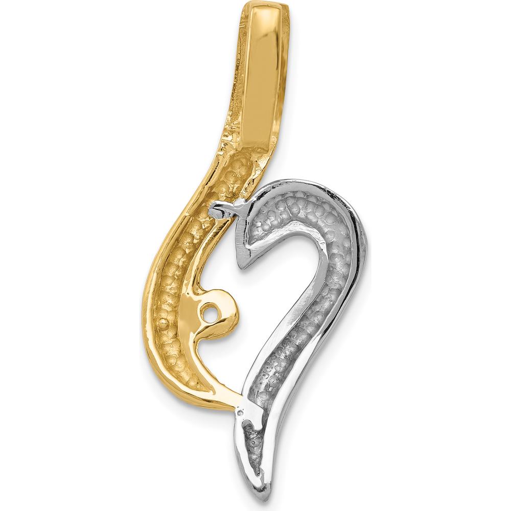 14K Two-Tone Gold Slide Pendant Mounting for 6mm Omega - Peg-Set Head, Polished Finish, 35mm Length by Oro Pregiato