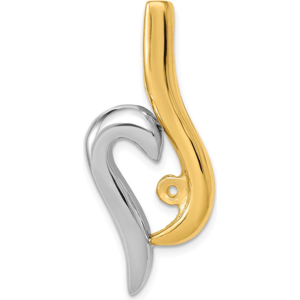 14K Two-Tone Gold Slide Pendant Mounting for 6mm Omega - Peg-Set Head, Polished Finish, 35mm Length by Oro Pregiato