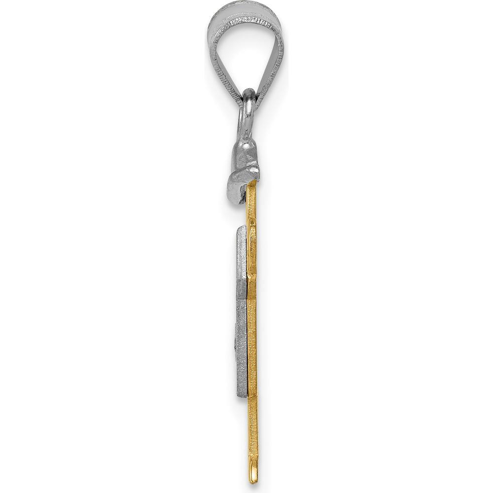 14K Two-Tone Gold "Small Boy with Hat" Diamond Pendant with Round Faceted Diamond - 0.015 Carat Total Diamond Weight by Oro Pregiato