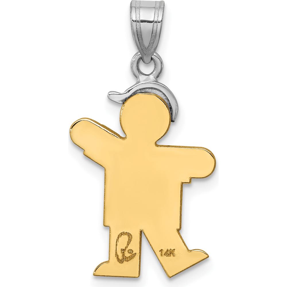 14K Two-Tone Gold "Small Boy with Hat" Diamond Pendant with Round Faceted Diamond - 0.015 Carat Total Diamond Weight by Oro Pregiato