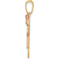 14K Two-Tone Gold Small Girl with Bow Charm - 25mm Length by Oro Pregiato