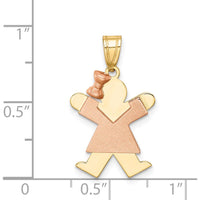 14K Two-Tone Gold Small Girl with Bow Charm - 25mm Length by Oro Pregiato