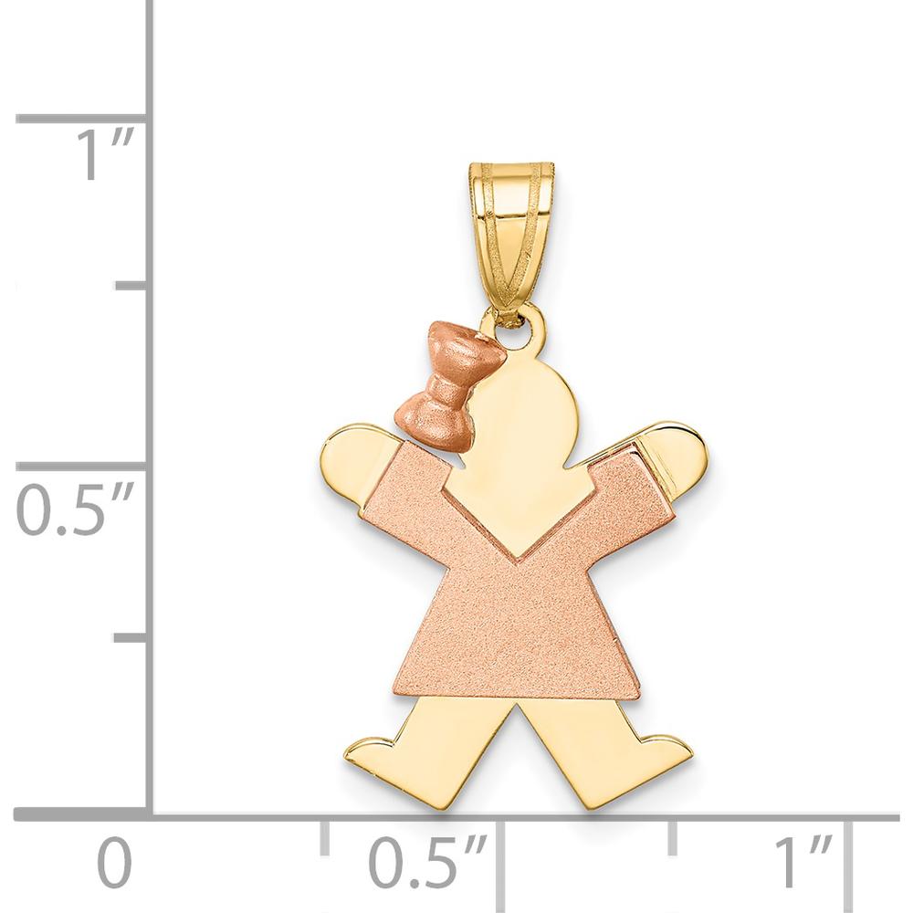 14K Two-Tone Gold Small Girl with Bow Charm - 25mm Length by Oro Pregiato