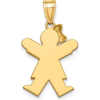 14K Two-Tone Gold Small Girl with Bow Charm - 25mm Length by Oro Pregiato