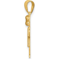 14K Two-Tone Gold Small Girl with Bow Charm - Engravable Pendant - 25mm x 15mm by Oro Pregiato
