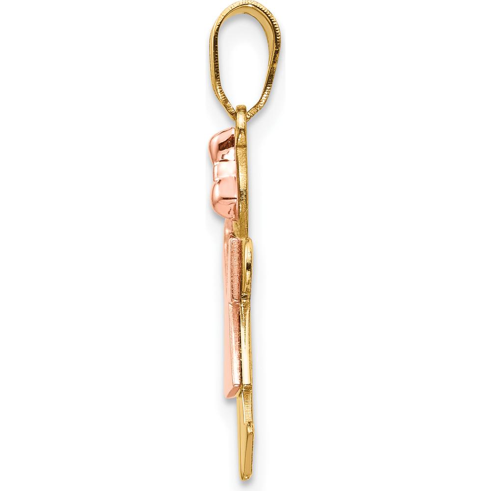 14K Two-Tone Gold Small Girl with Bow Pendant - Engravable Charm by Oro Pregiato