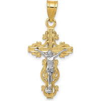 14K Two-Tone Gold Small Narrow Crucifix Pendant - Faith Inspired Design by Oro Pregiato