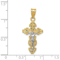14K Two-Tone Gold Small Narrow Crucifix Pendant - Faith Inspired Design by Oro Pregiato
