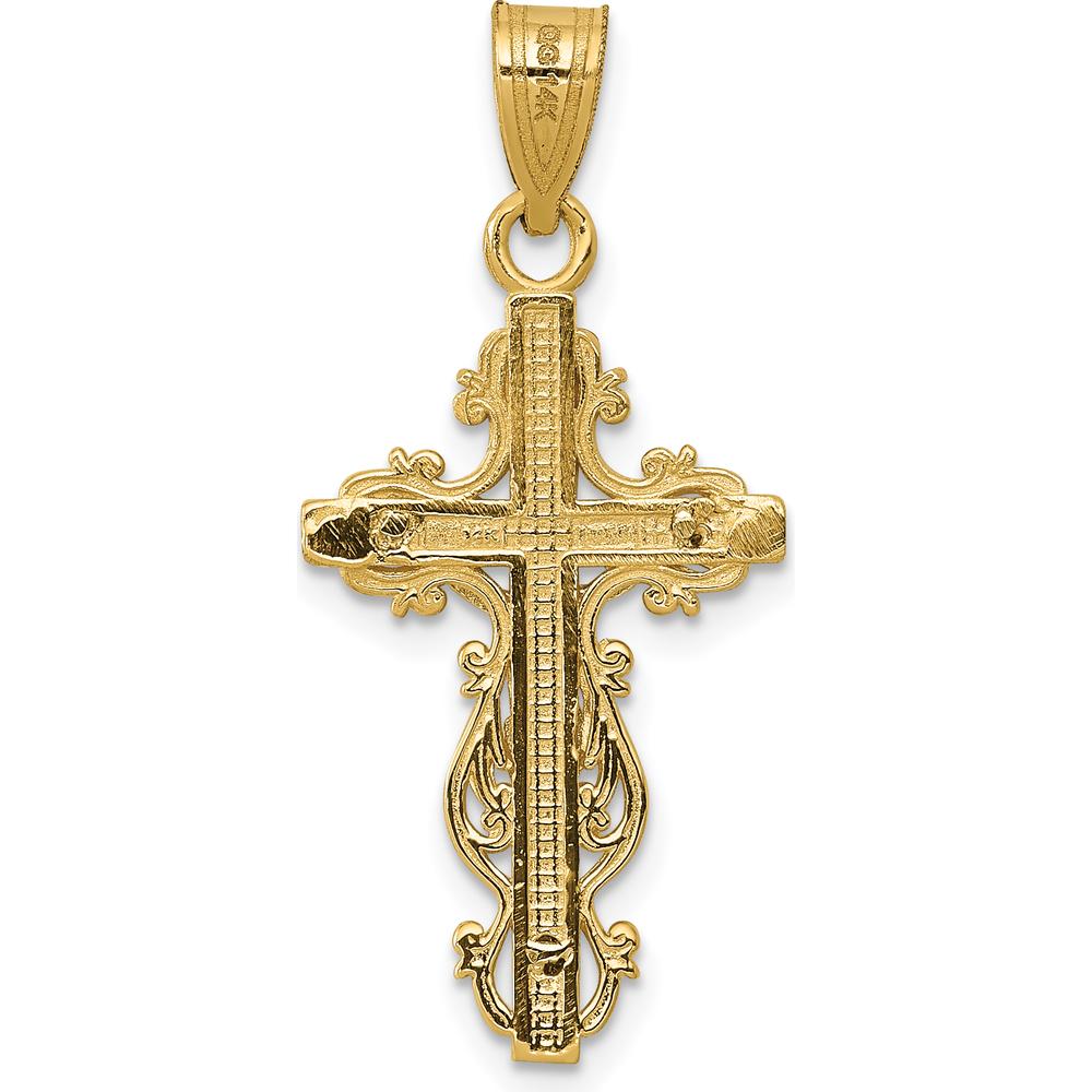 14K Two-Tone Gold Small Narrow Crucifix Pendant - Faith Inspired Design by Oro Pregiato