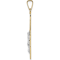14K Two-Tone Gold Solid Crucifix Pendant with Polished Finish by Oro Pregiato