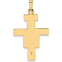 14K Two-Tone Gold Solid Crucifix Pendant with Polished Finish by Oro Pregiato