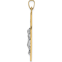 14K Two-Tone Gold Solid INRI Crucifix Pendant - 36mm Length by Oro Pregiato