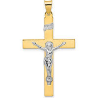 14K Two-Tone Gold Solid INRI Crucifix Pendant - 47.6mm Length by Oro Pregiato