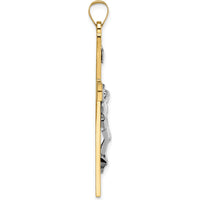 14K Two-Tone Gold Solid INRI Crucifix Pendant - 47.6mm Length by Oro Pregiato