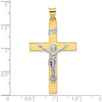 14K Two-Tone Gold Solid INRI Crucifix Pendant - 47.6mm Length by Oro Pregiato