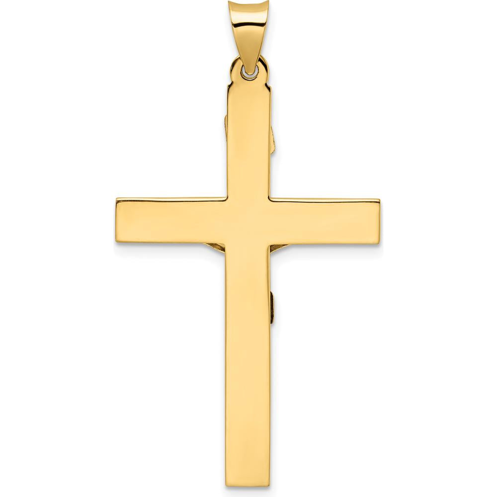 14K Two-Tone Gold Solid INRI Crucifix Pendant - 47.6mm Length by Oro Pregiato