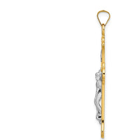 14K Two-Tone Gold Solid INRI Fleur de Lis Crucifix Pendant - Polished Finish by Oro Pregiato