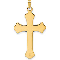14K Two-Tone Gold Solid INRI Fleur de Lis Crucifix Pendant - Polished Finish by Oro Pregiato