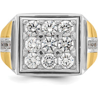 14K Two-Tone Gold Square Cluster Ring with Diamonds - 2.5 Carats Total Diamond Weight by IBGoodman