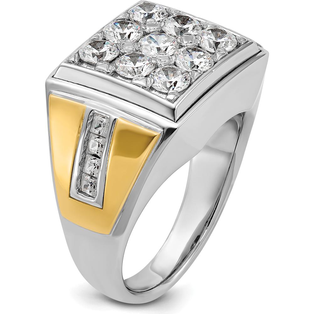 14K Two-Tone Gold Square Cluster Ring with Diamonds - 2.5 Carats Total Diamond Weight by IBGoodman
