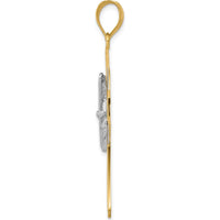 14K Two-Tone Gold St. Patrick Celtic Cross Pendant with White Rhodium Accent by Oro Pregiato
